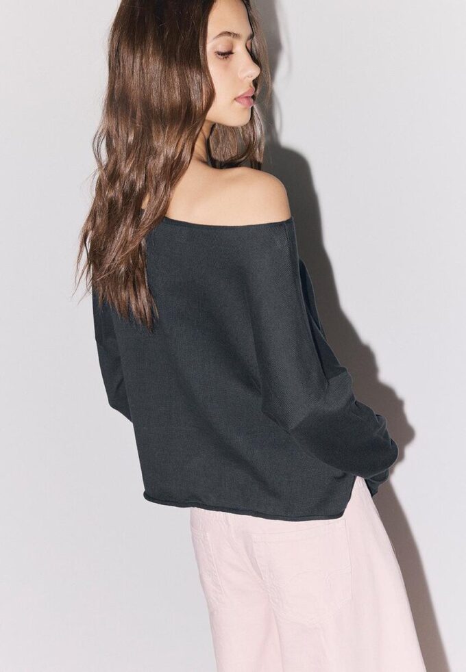 Pull court à col bateau