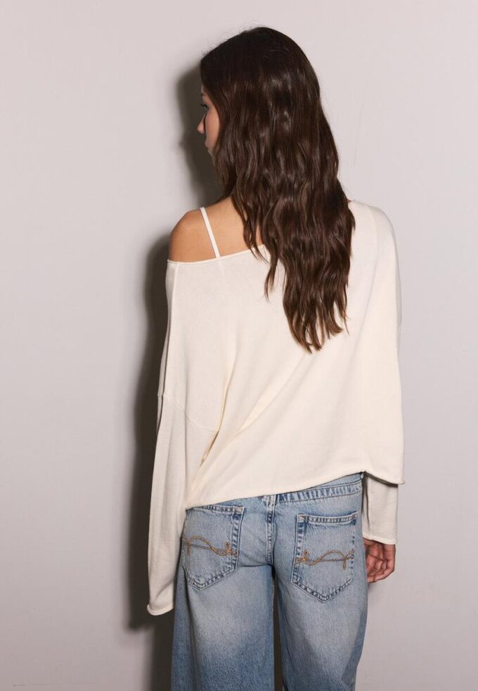 Pull court à col bateau