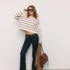 Pull court rayé en maille