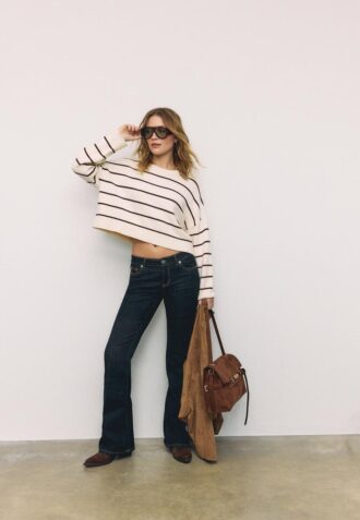 Pull court rayé en maille Pull court rayé en maille