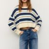 Pull court rayé en maille