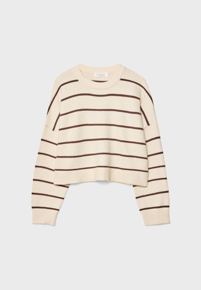 Pull court rayé en maille