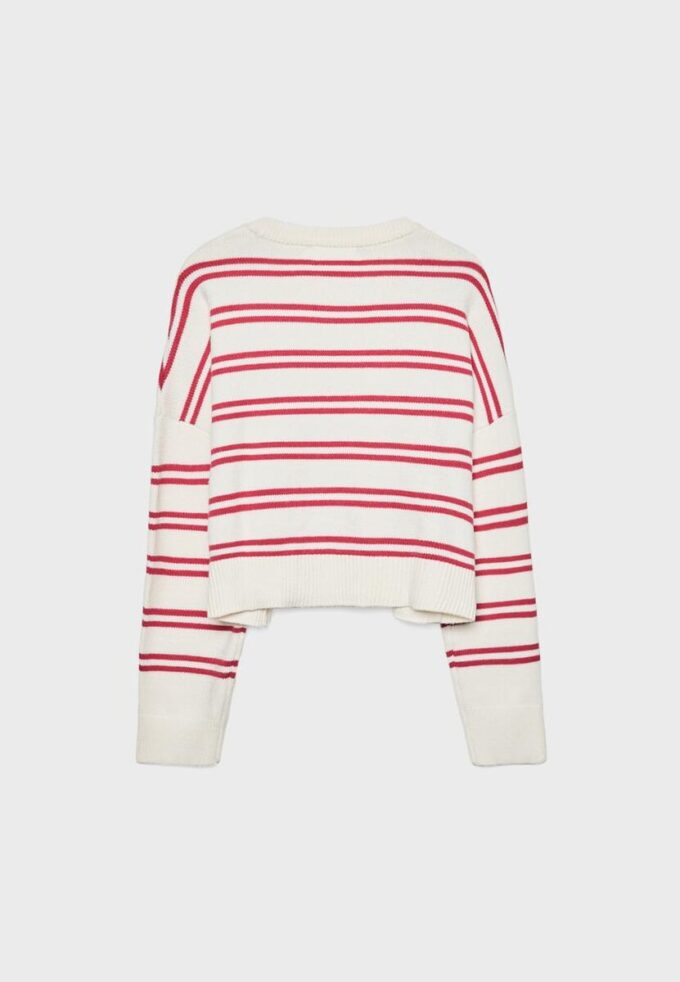 Pull court rayé en maille