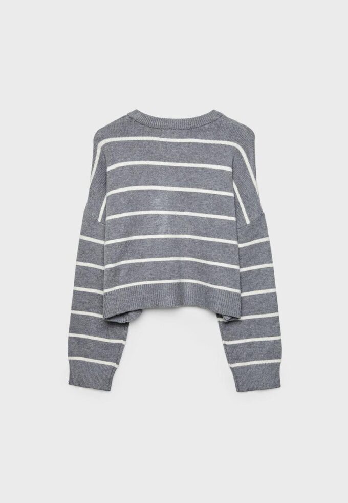 Pull court rayé en maille