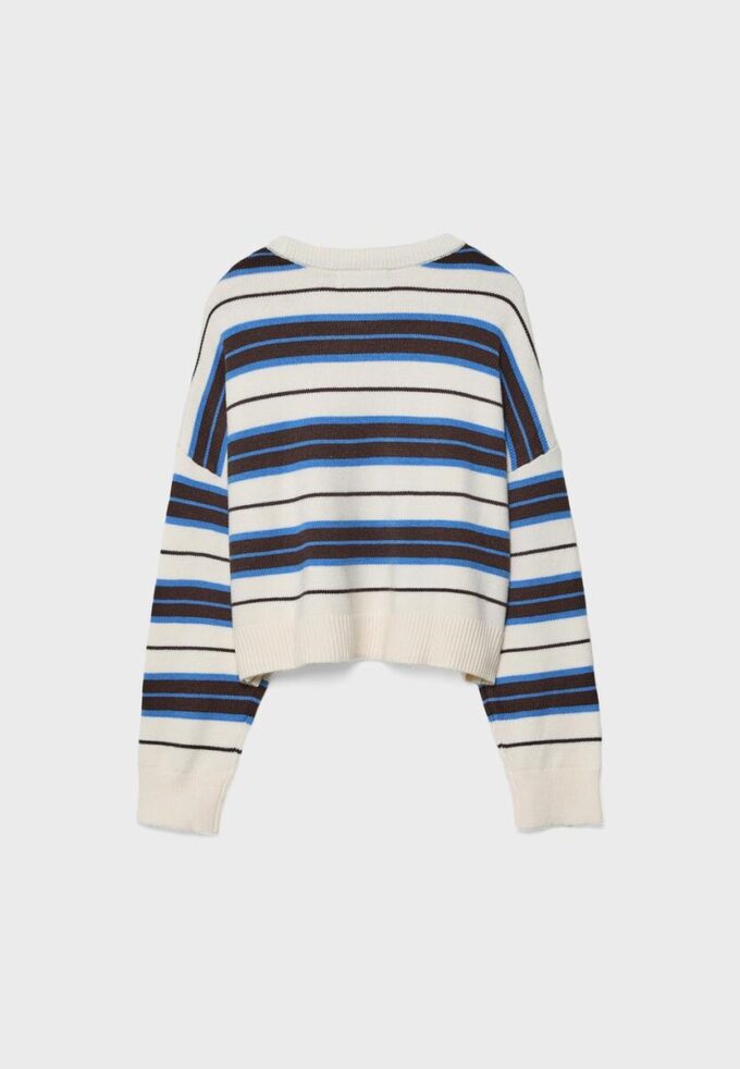 Pull court rayé en maille