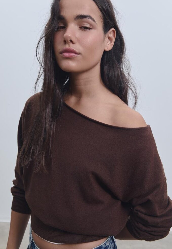 Pull en maille asymétrique