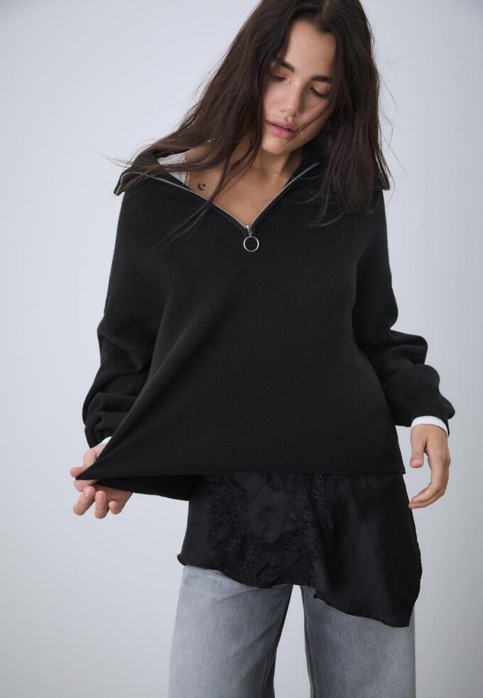 Pull en maille avec fermeture éclair