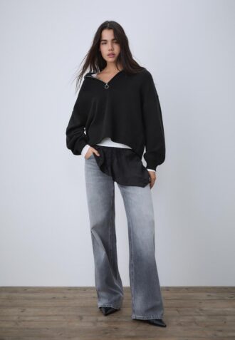 Pull en maille avec fermeture éclair