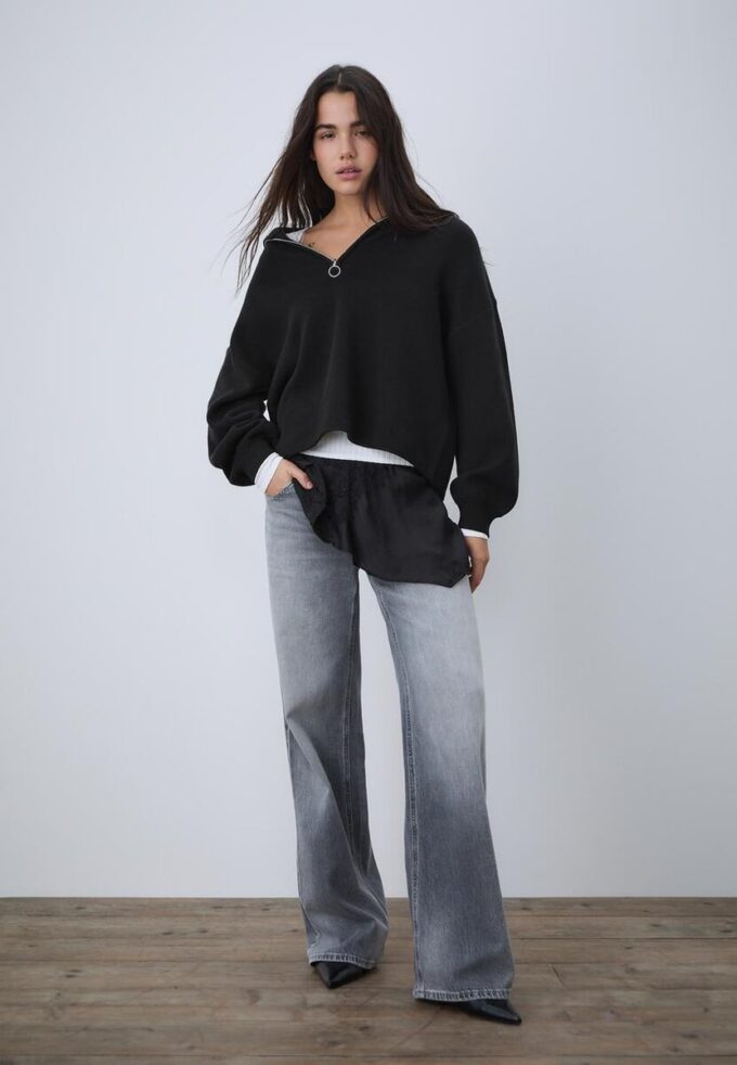 Pull en maille avec fermeture éclair