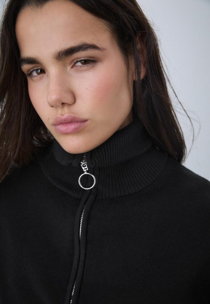 Pull en maille avec fermeture éclair