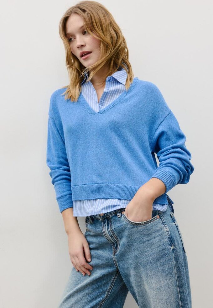 Pull en maille bicolore