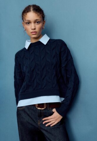 Pull en maille bicolore avec col amovible