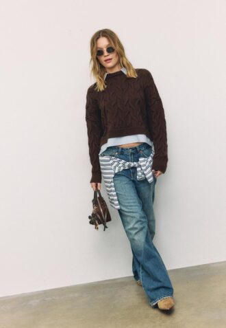 Pull en maille bicolore avec col amovible