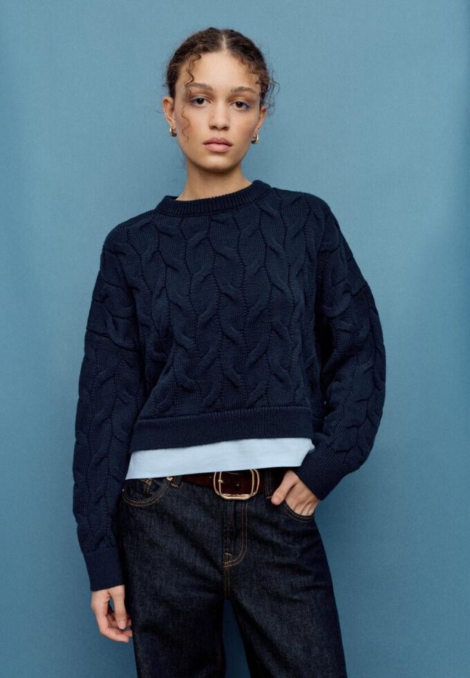 Pull en maille bicolore avec col amovible