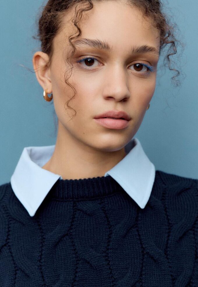 Pull en maille bicolore avec col amovible