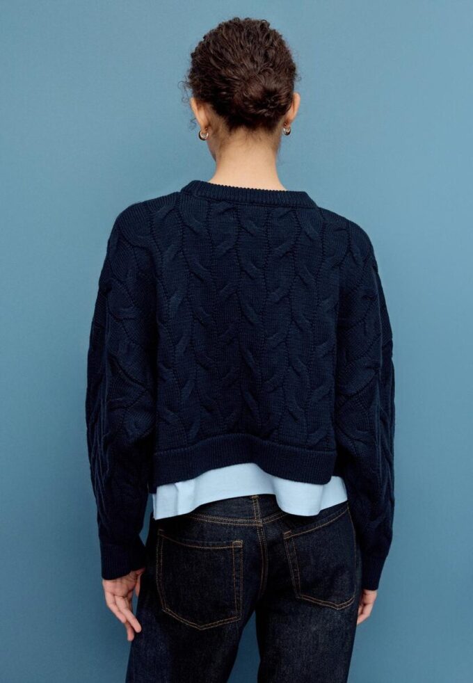 Pull en maille bicolore avec col amovible