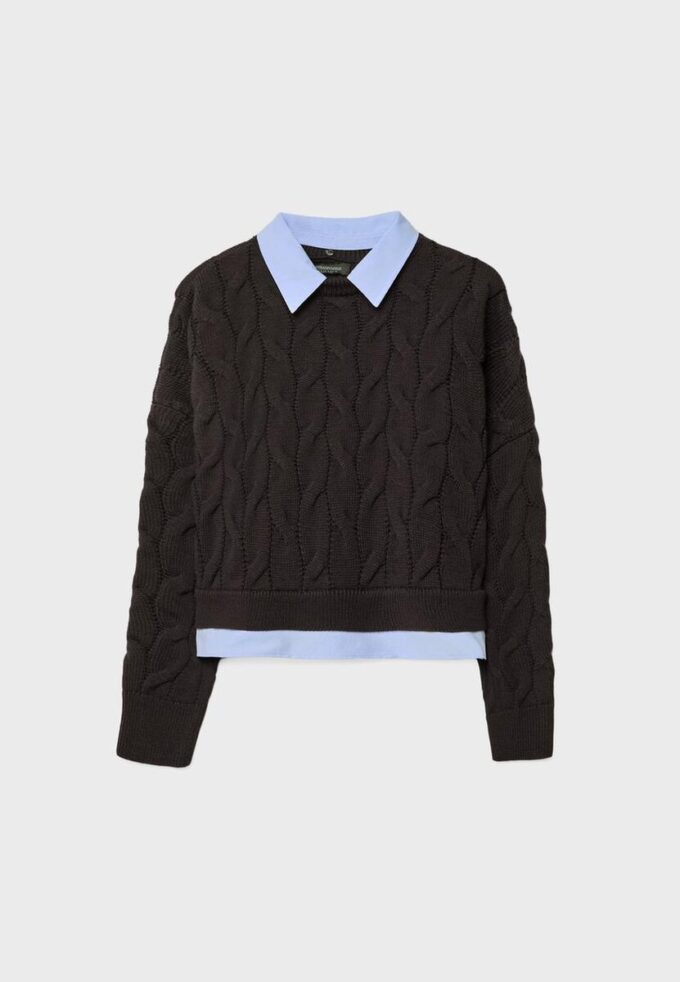 Pull en maille bicolore avec col amovible