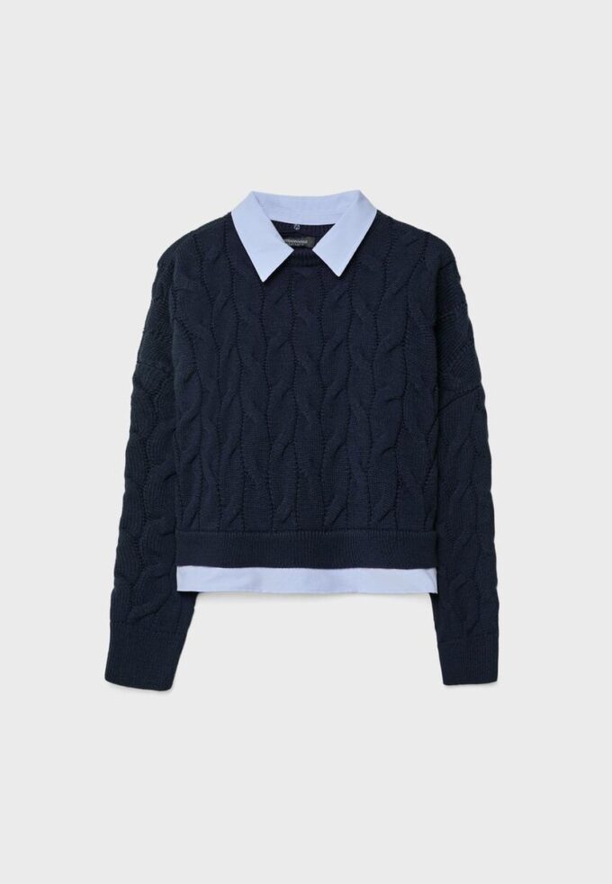 Pull en maille bicolore avec col amovible