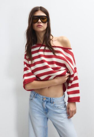 Pull en maille à col bateau