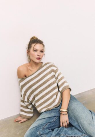 Pull en maille à col bateau