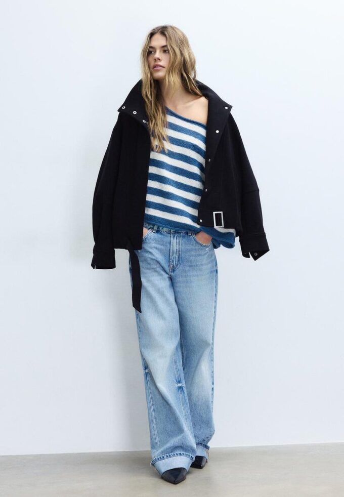 Pull en maille à col bateau