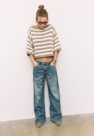 Pull en maille à col bateau