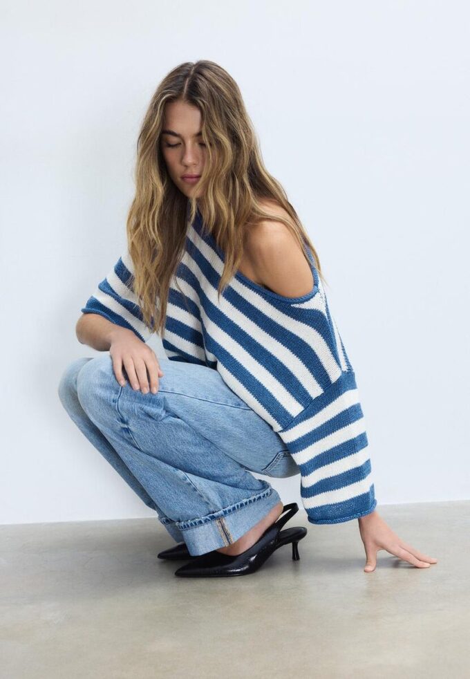 Pull en maille à col bateau