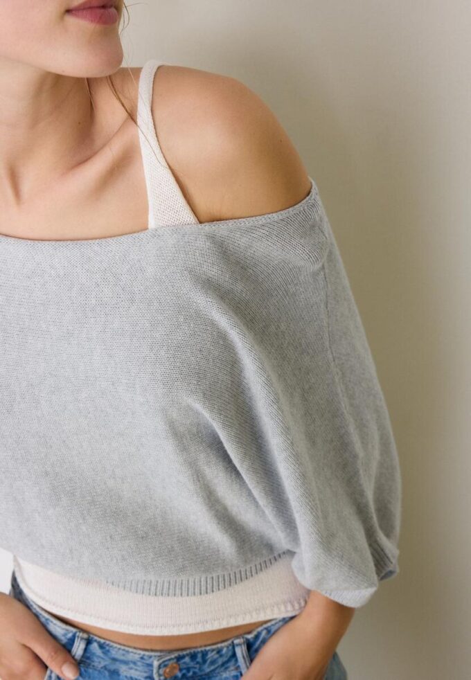 Pull en maille à col bateau avec superposition