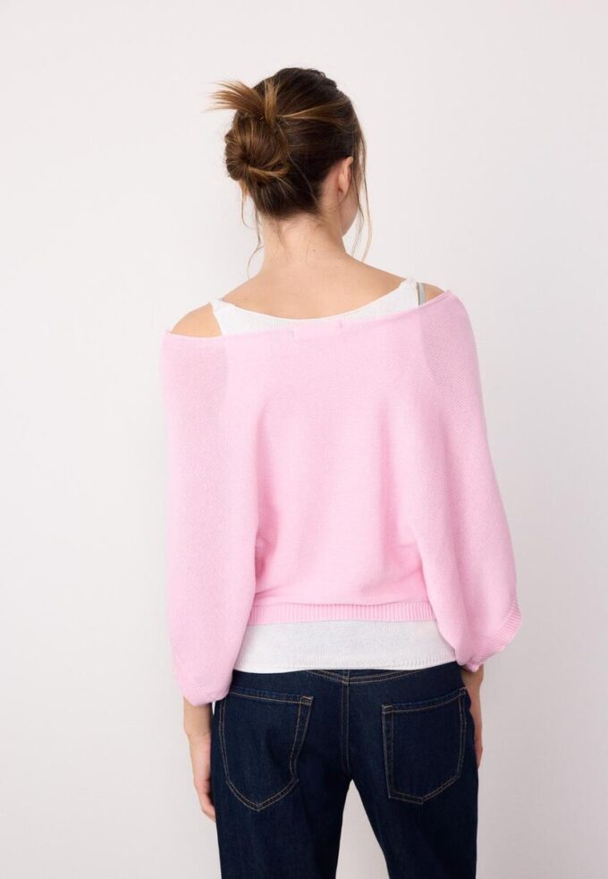 Pull en maille à col bateau avec superposition