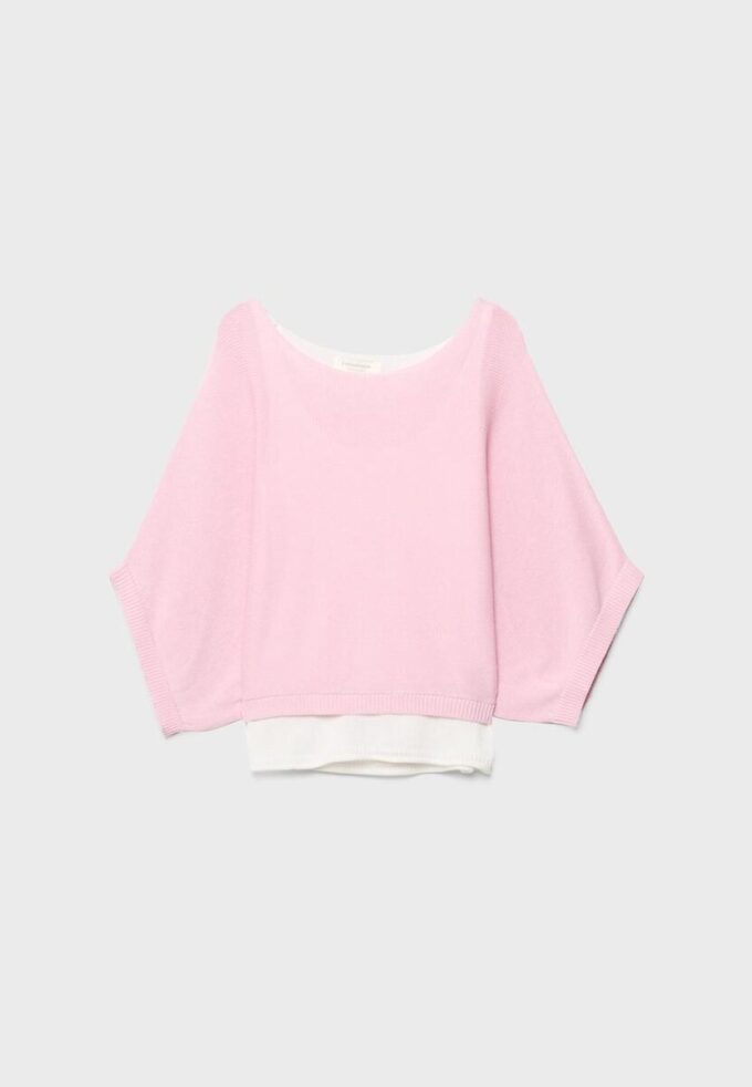 Pull en maille à col bateau avec superposition