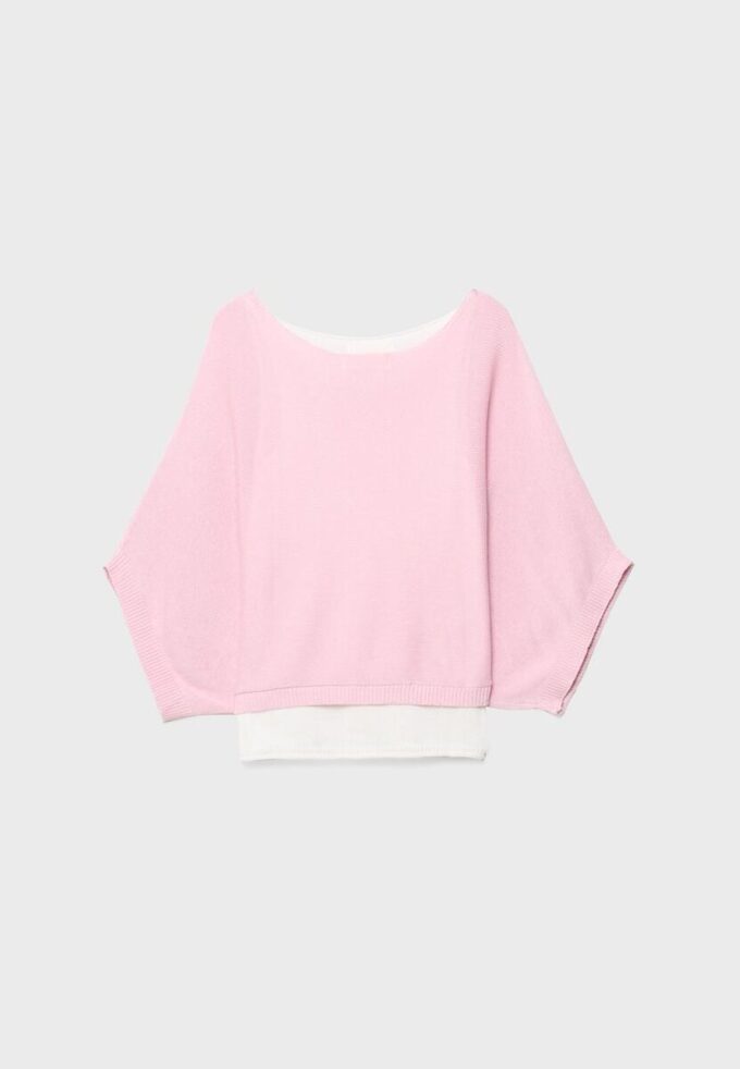 Pull en maille à col bateau avec superposition