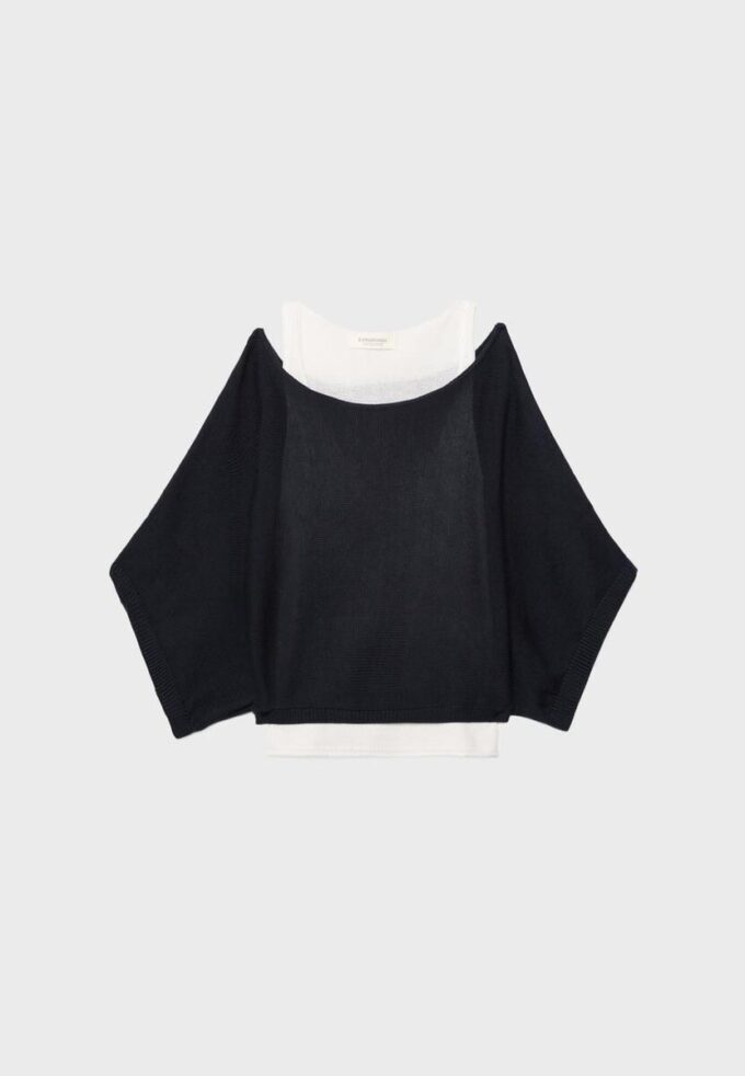 Pull en maille à col bateau avec superposition