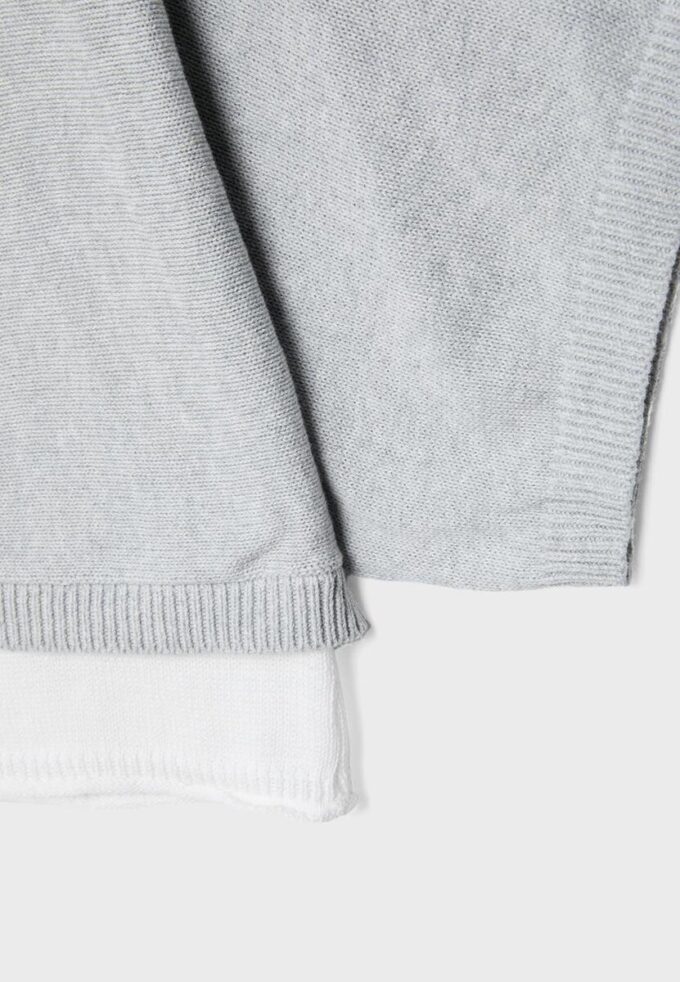 Pull en maille à col bateau avec superposition