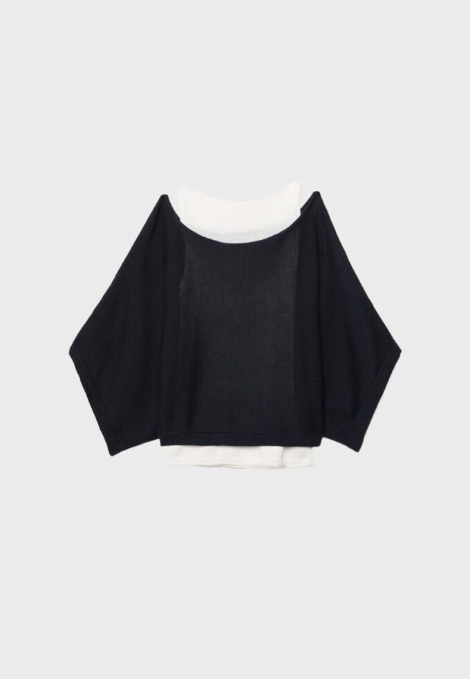 Pull en maille à col bateau avec superposition