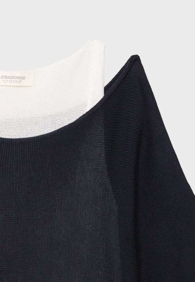 Pull en maille à col bateau avec superposition