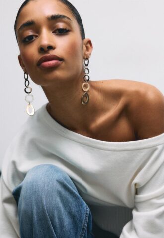 Pull en maille à ourlet côtelé asymétrique