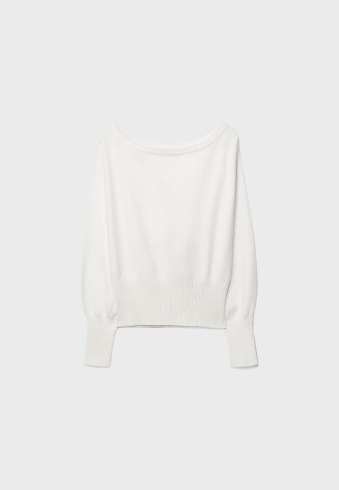 Pull en maille à ourlet côtelé asymétrique Pull en maille à ourlet côtelé asymétrique