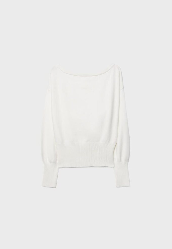 Pull en maille à ourlet côtelé asymétrique Pull en maille à ourlet côtelé asymétrique