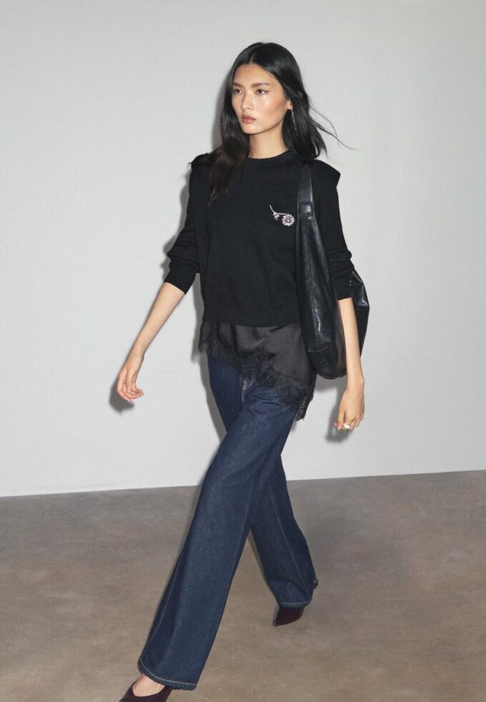 Pull en maille à épaules rembourrées