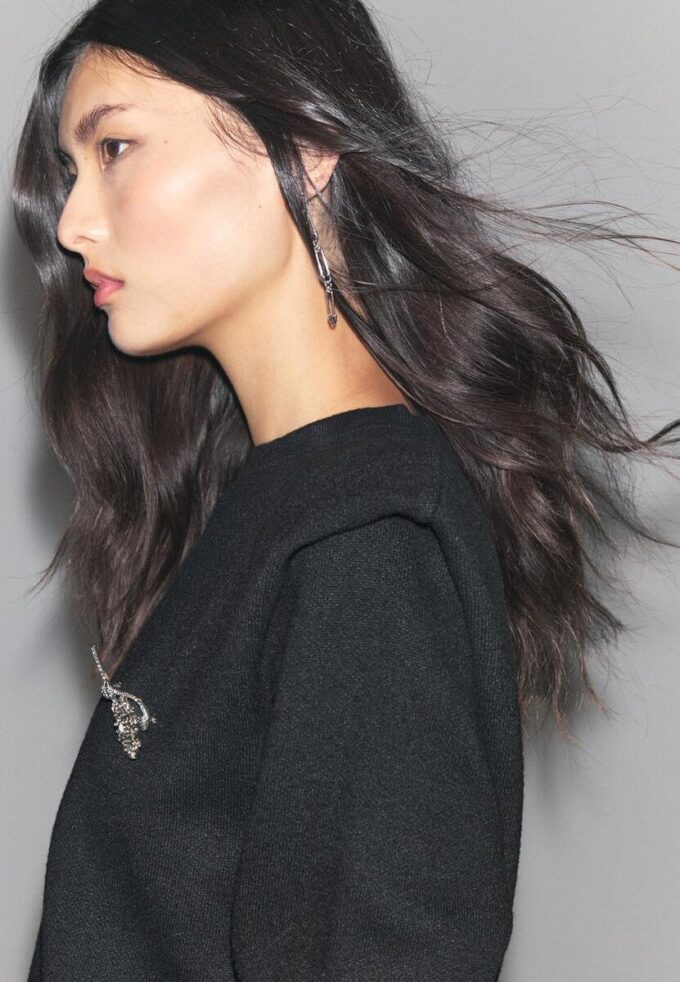 Pull en maille à épaules rembourrées