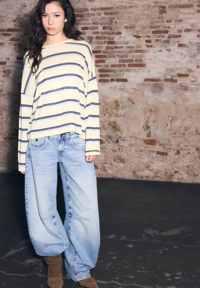 Pull rayé en maille fine