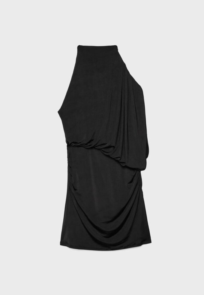 Robe courte drapée asymétrique