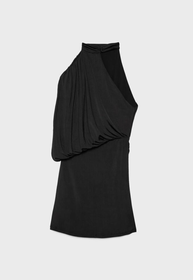 Robe courte drapée asymétrique
