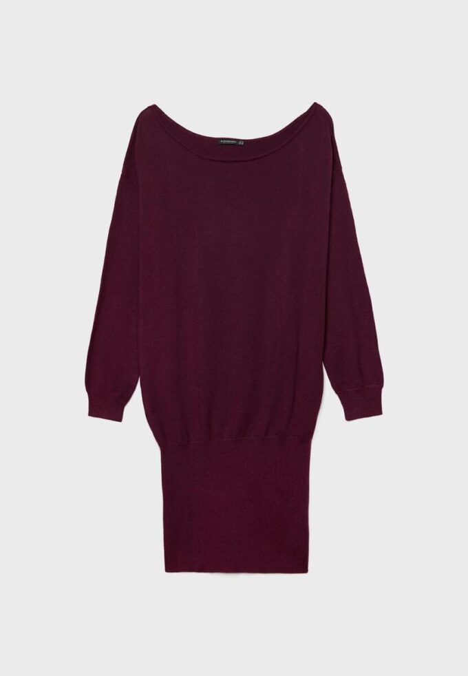 Robe courte en maille à col bateau Robe courte en maille à col bateau