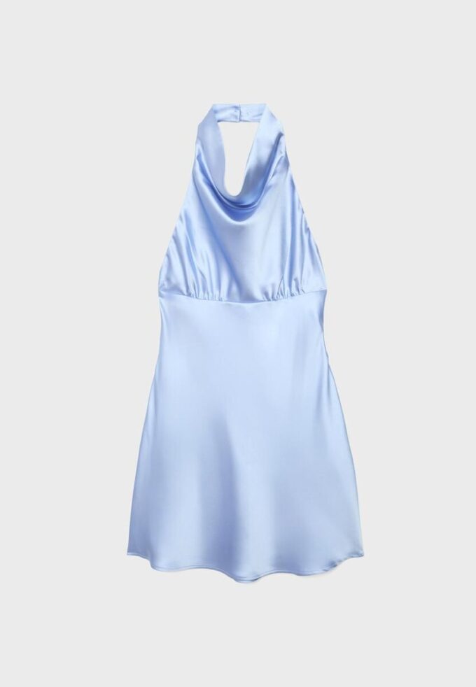 Robe courte en satin à dos nu