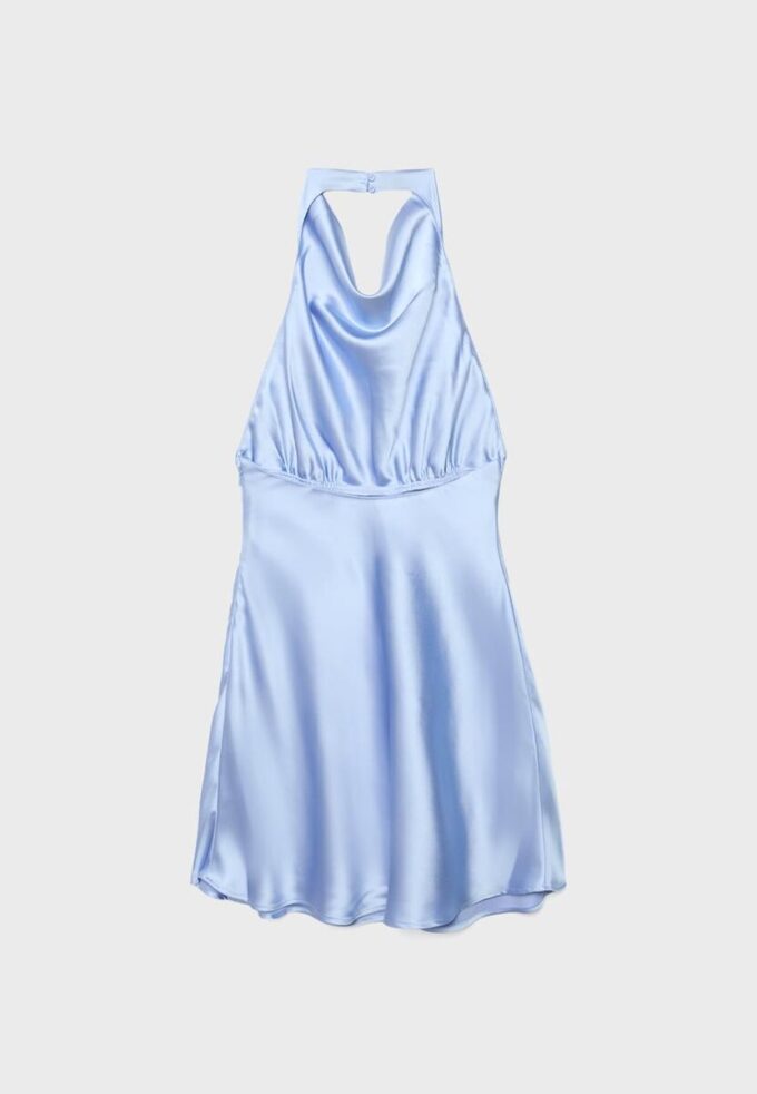 Robe courte en satin à dos nu