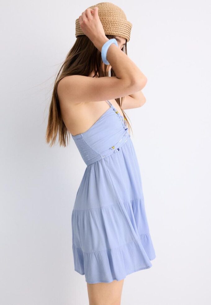 Robe courte à perles