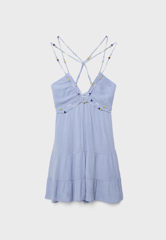 Robe courte à perles