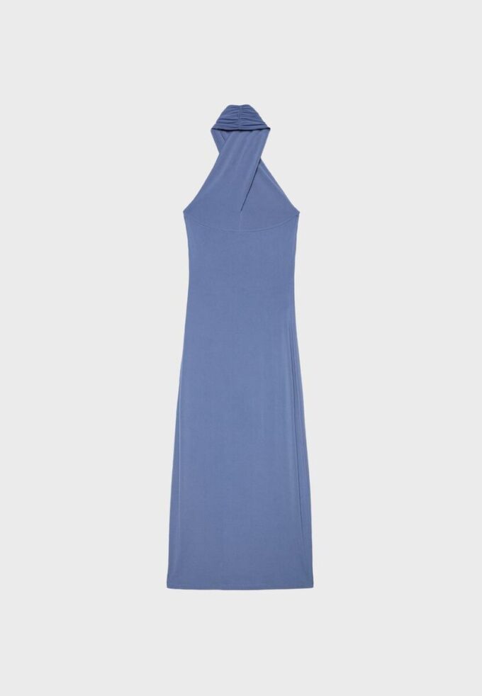 Robe mi-longue dos nu à col licou Robe mi-longue dos nu à col licou