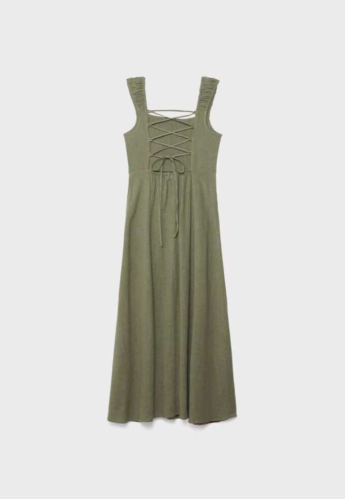 Robe midi à dos croisé effet lin Robe midi à dos croisé effet lin